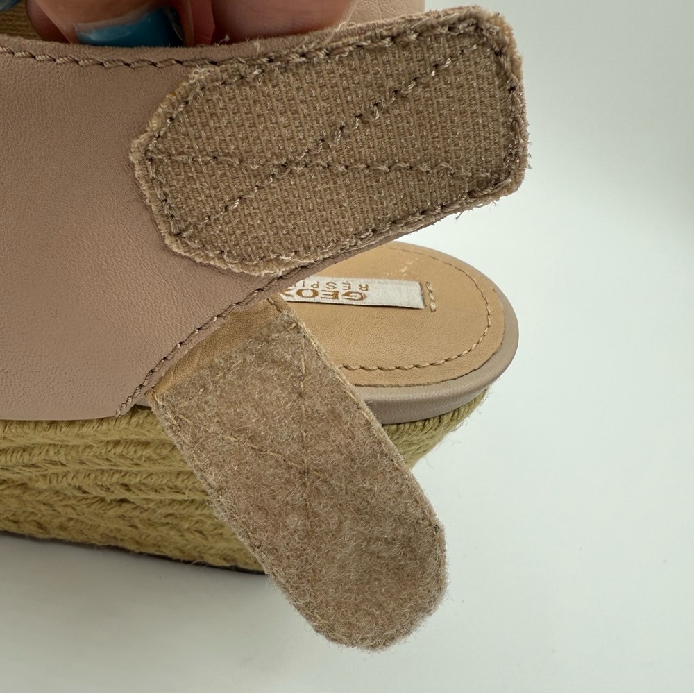 Geox Respira D Soleil Blush Pink Wedge Platform Espadrilles Peep Toes Size 38 - Picture 15 of 16